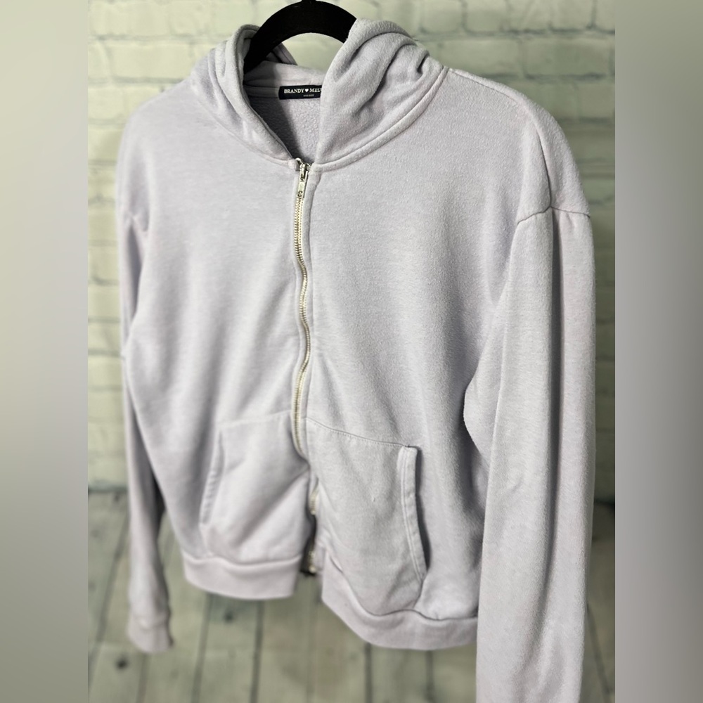 Brandi Melville Zip Up Hoodie | Sz One Size - Picture 4 of 14